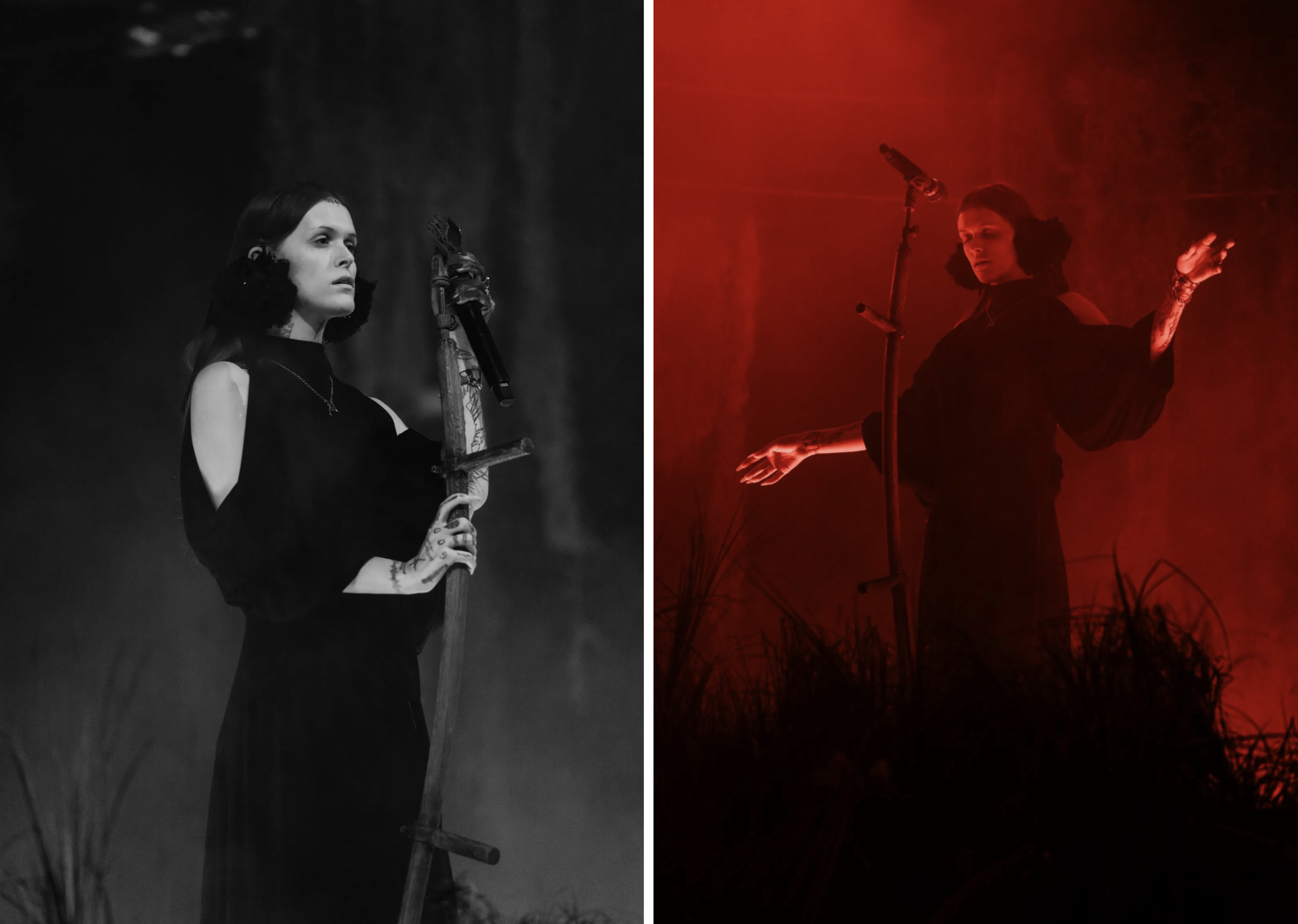 Ethel Cain in haar custom Dior-look op het Coachella-podium