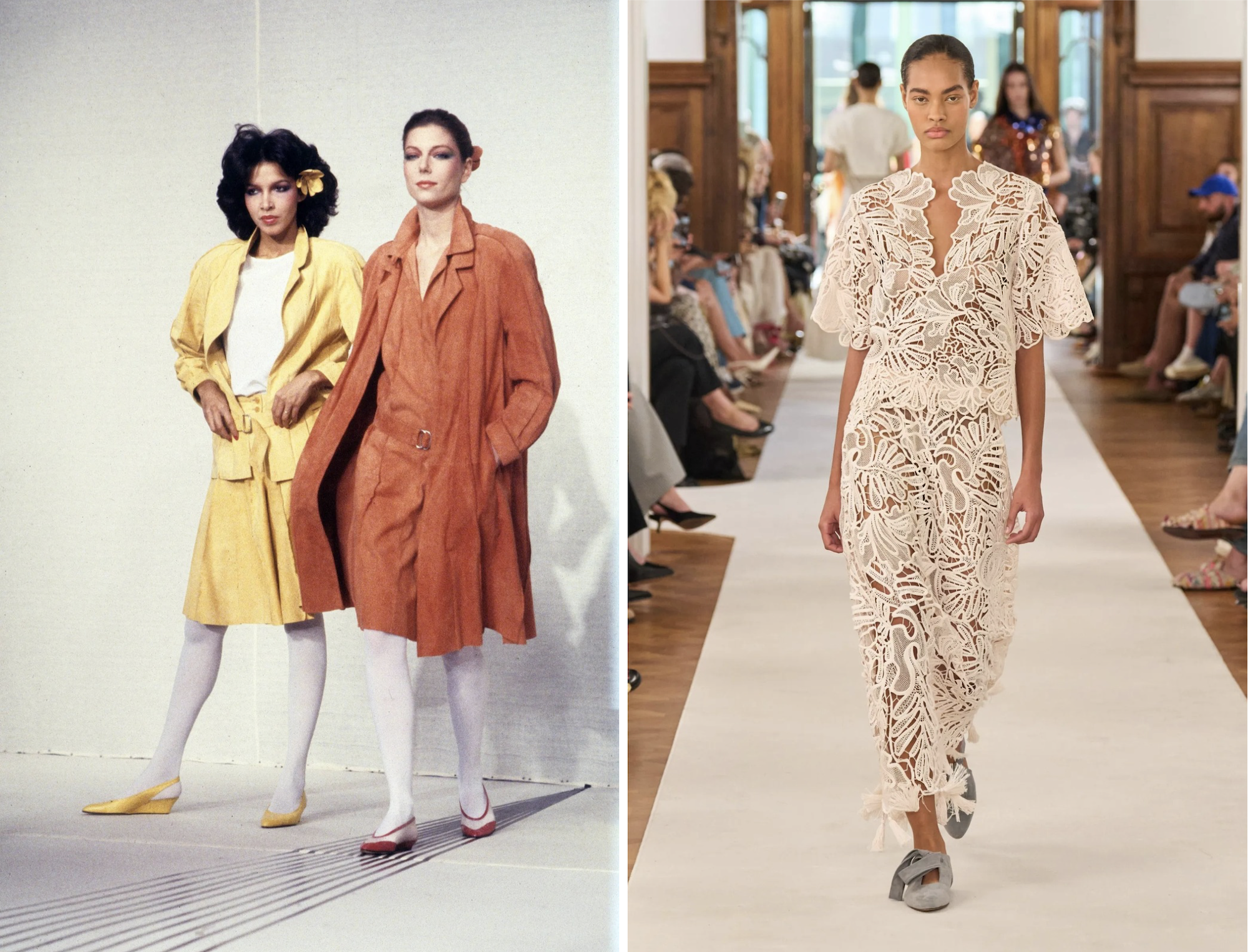 Ballerina's uit de jaren tachtig bij Chloé lente/zomer 1980 en Ulla Johnson lente/zomer 2026
