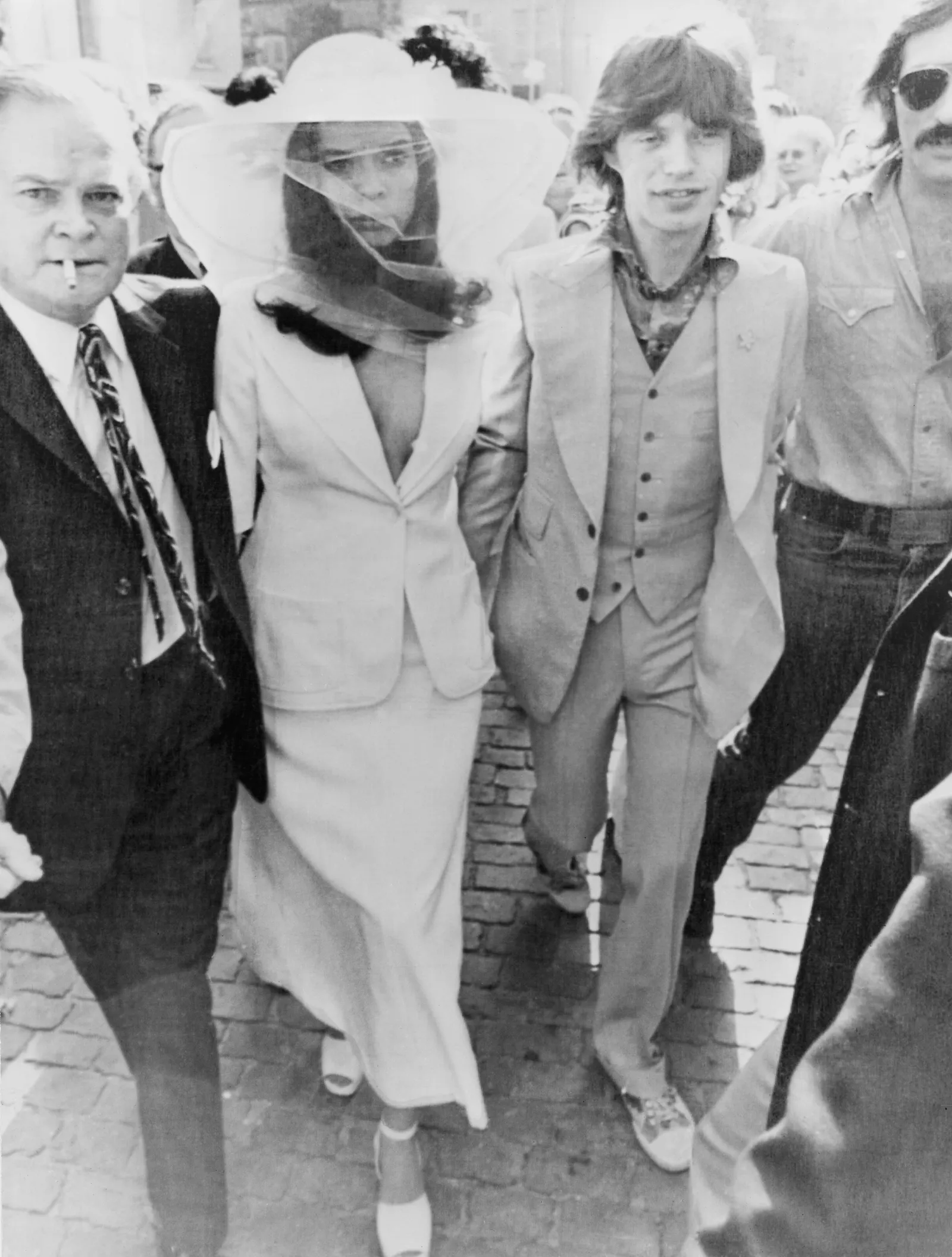 Bianca en Mick Jagger op hun bruiloft
