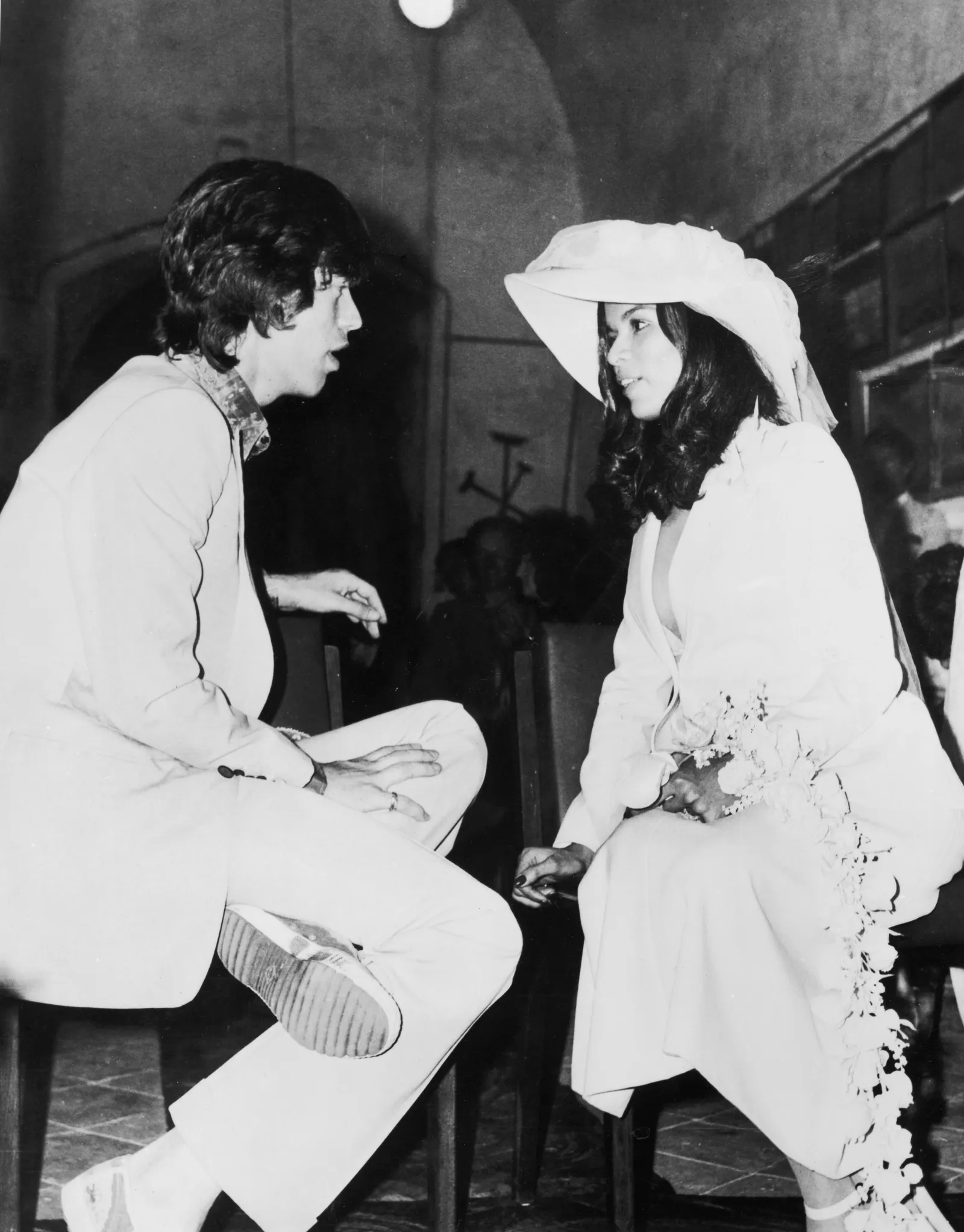 Bianca en Mick Jagger op hun bruiloft