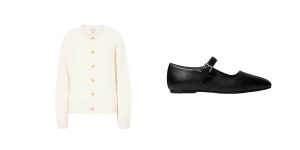 Cardigan van Bottega, schoenen van The Row
