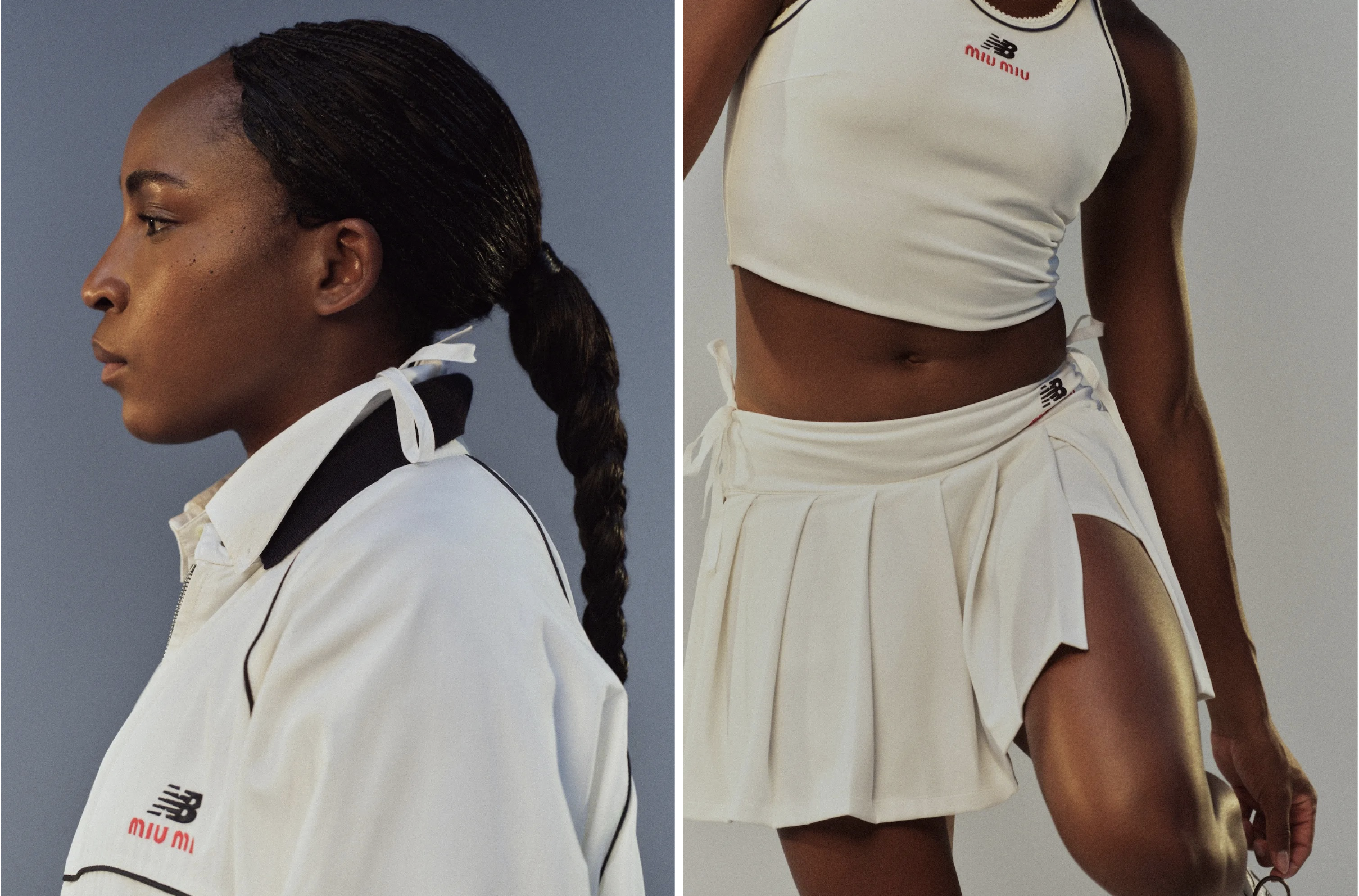 Coco Gauff draagt Miu Miu x New Balance op Wimbledon