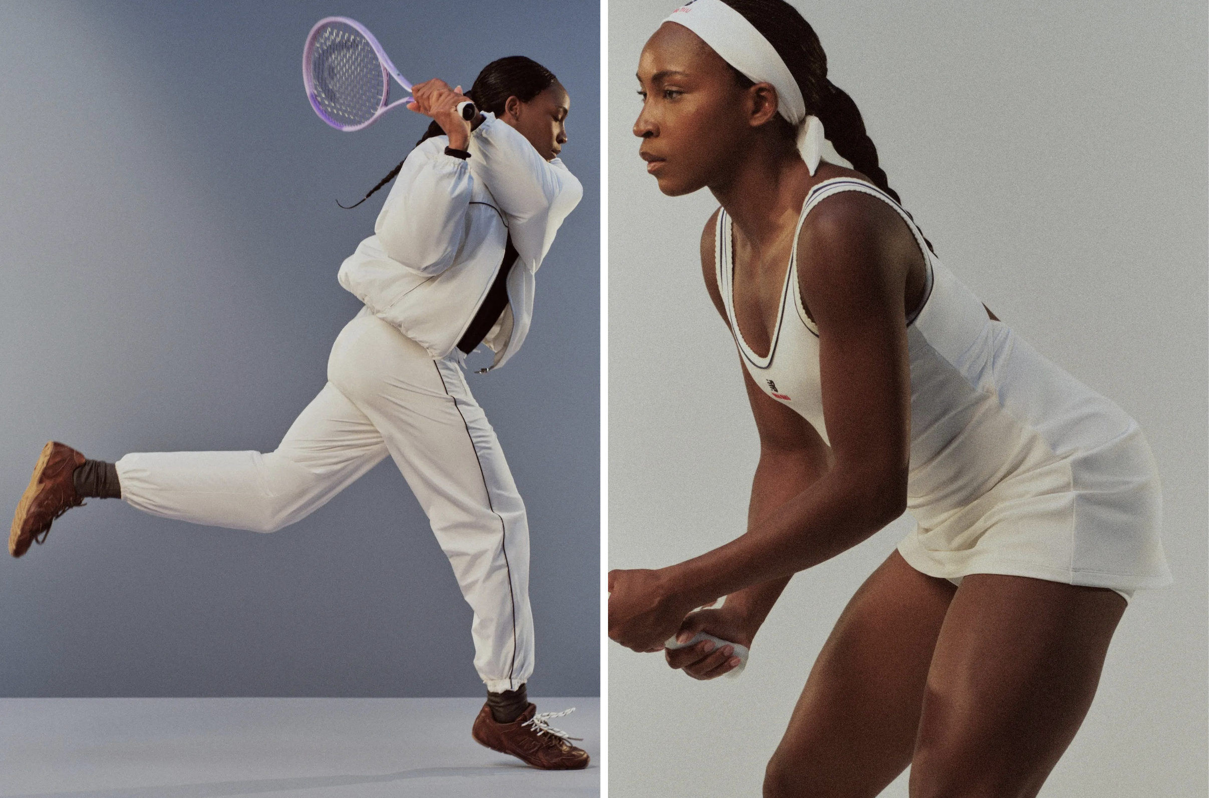 Coco Gauff draagt Miu Miu x New Balance op Wimbledon