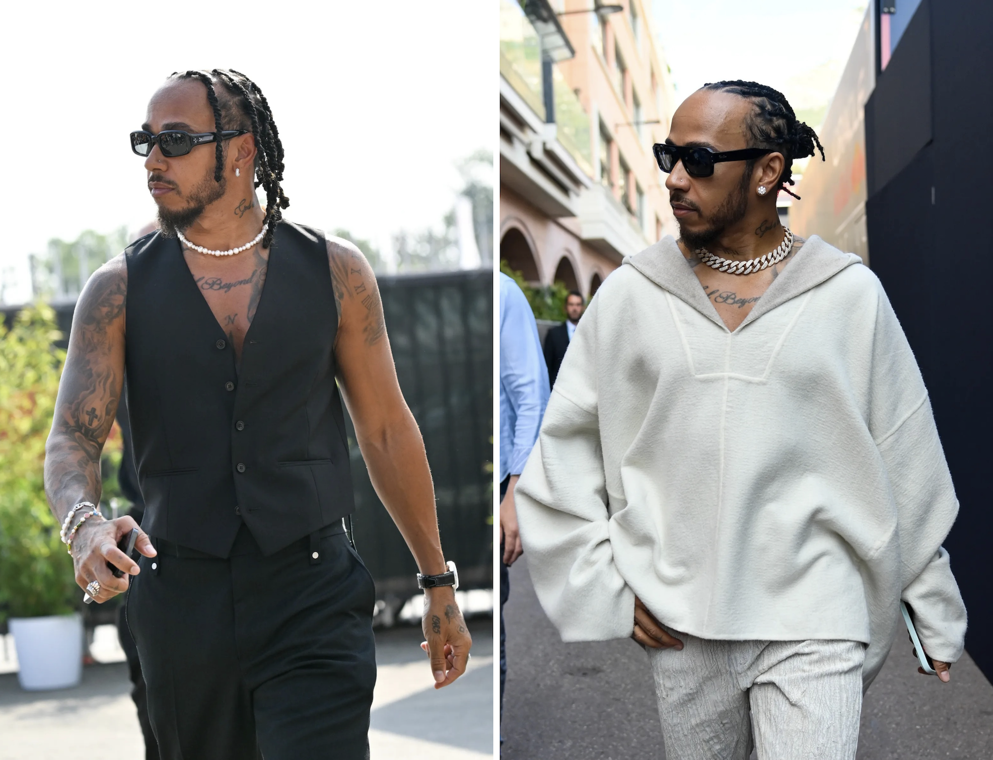 Lewis Hamilton met sieraden
