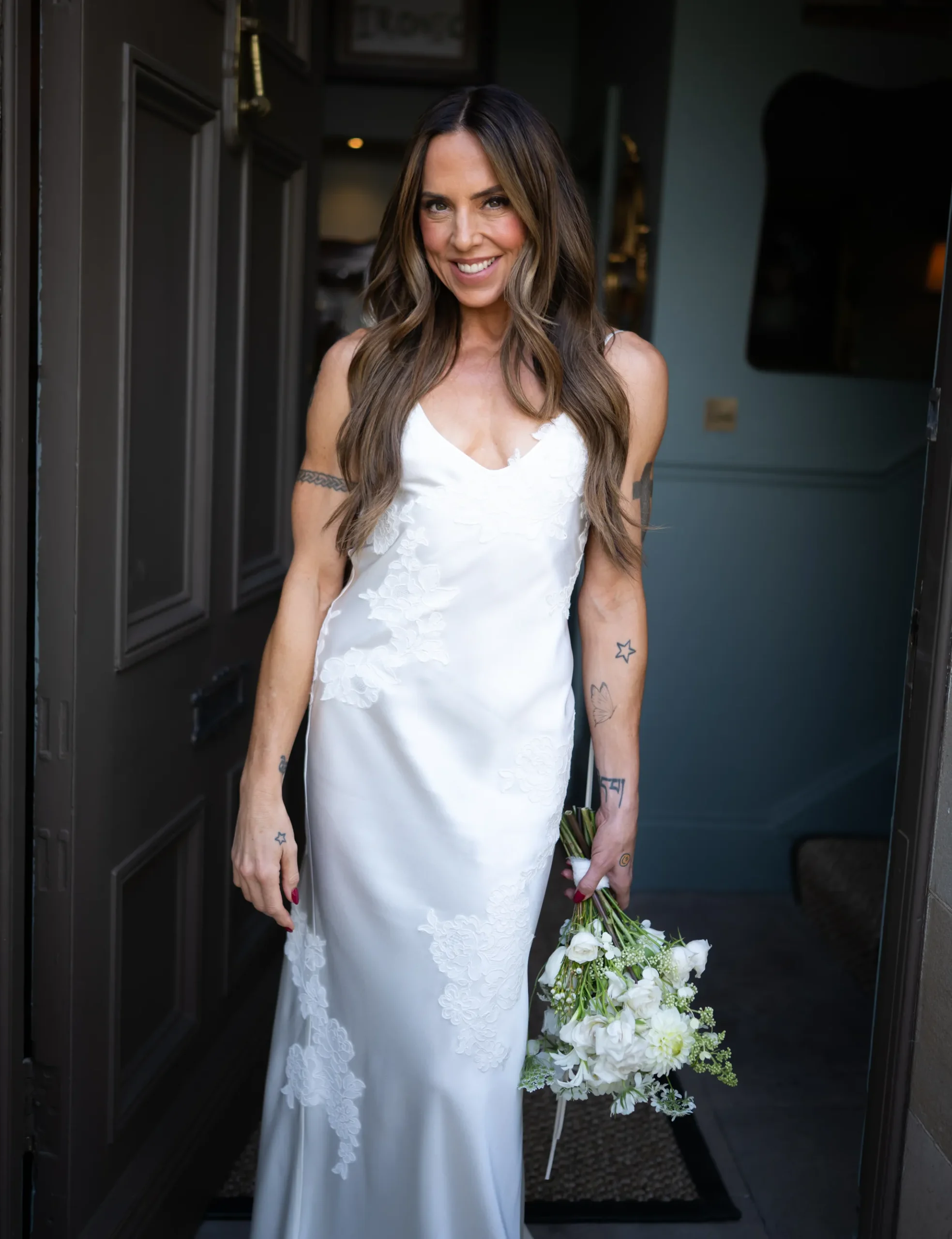 Mel C van de Spice Girls in haar bruidsjurk