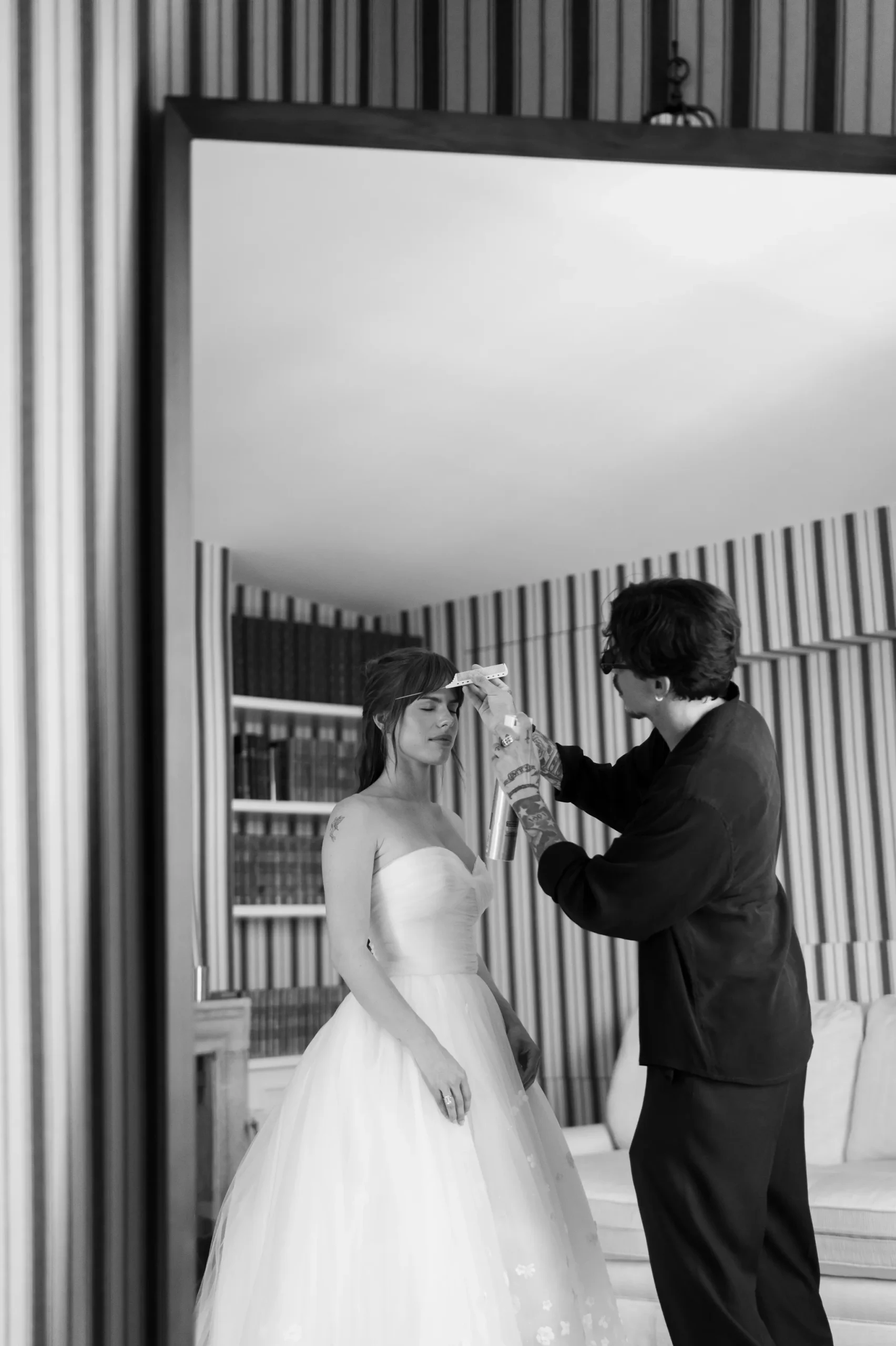 Beeld van de bruiloft van Dylan Jagger Lee en Paula Bruss