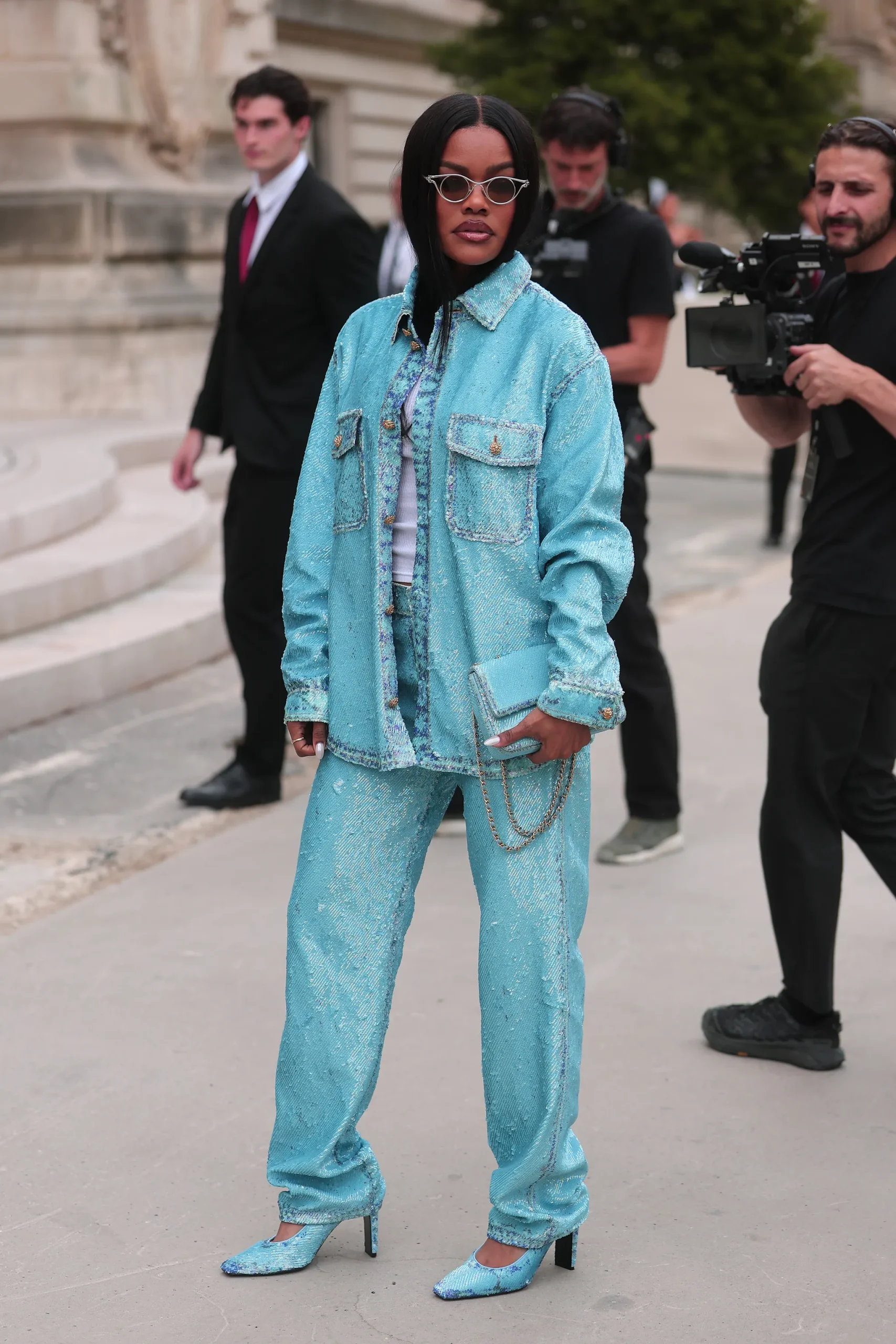 Teyana Taylor bij de Chanel couture herfst/winter 2026-show in Parijs