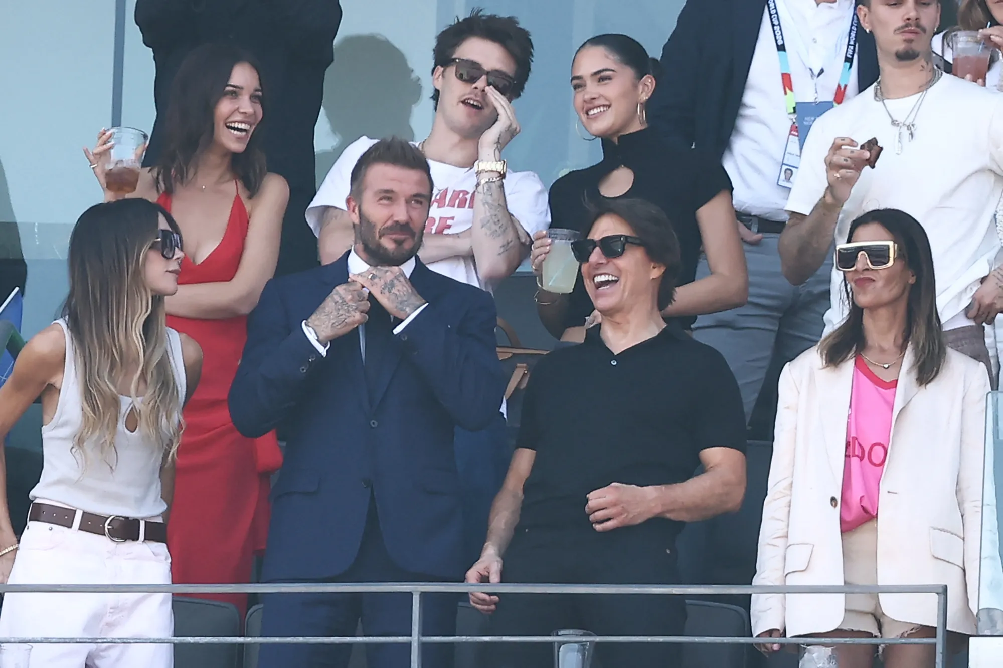 David, Victoria, Romeo en Cruz Beckham en Tom Cruise bij de WK-finale 2026