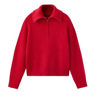 Mango Ribbed Zip-Up Jumper