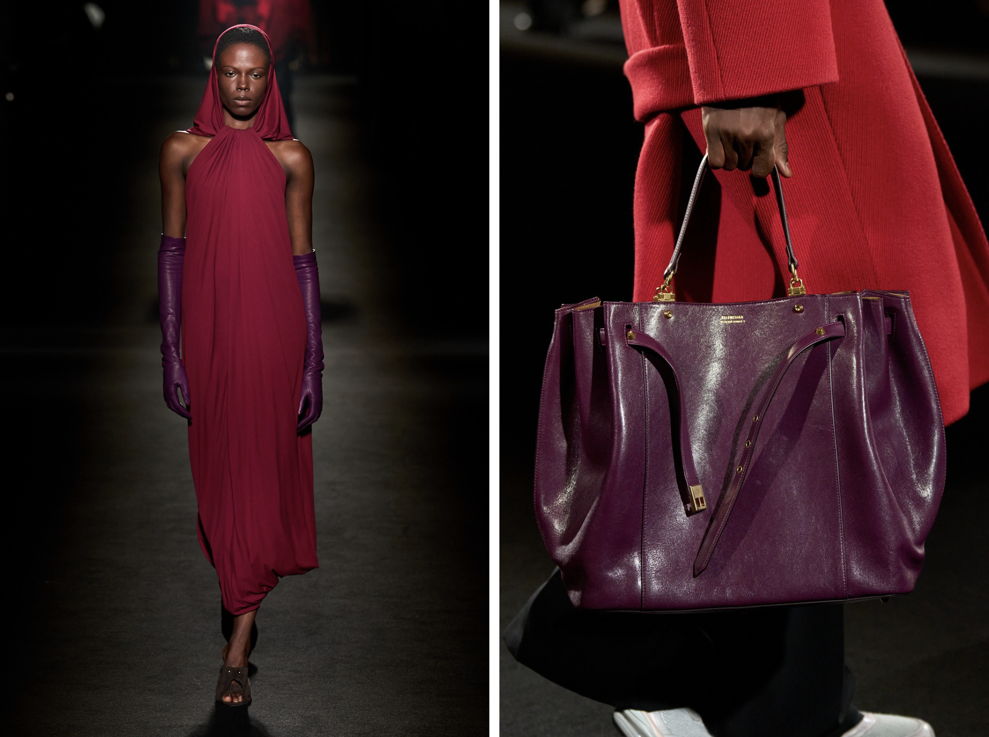 Paars en rood bij Balenciaga herfst/winter 2026