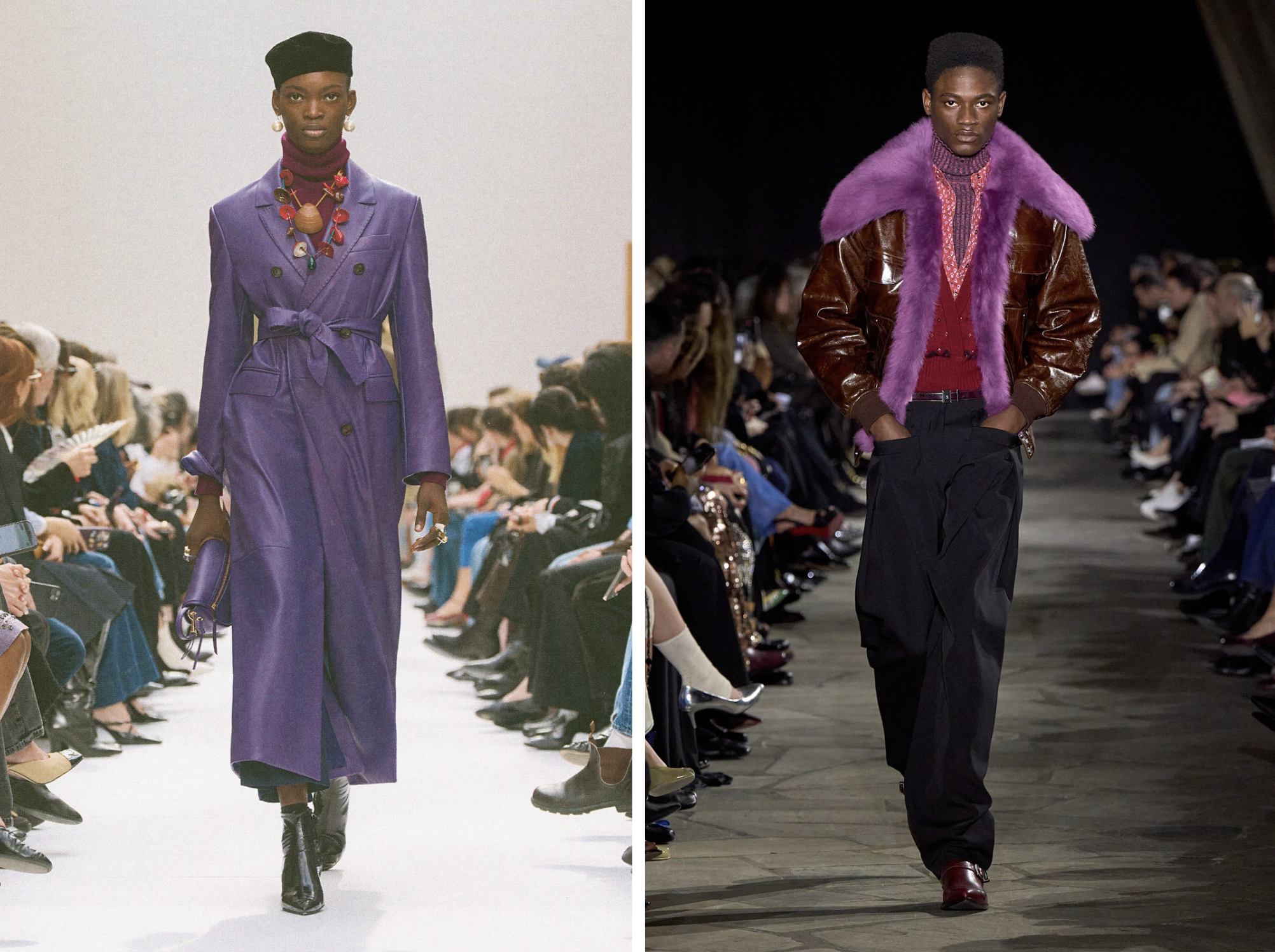 Paars met rood bij Celine en Rabanne herfst/winter 2026
