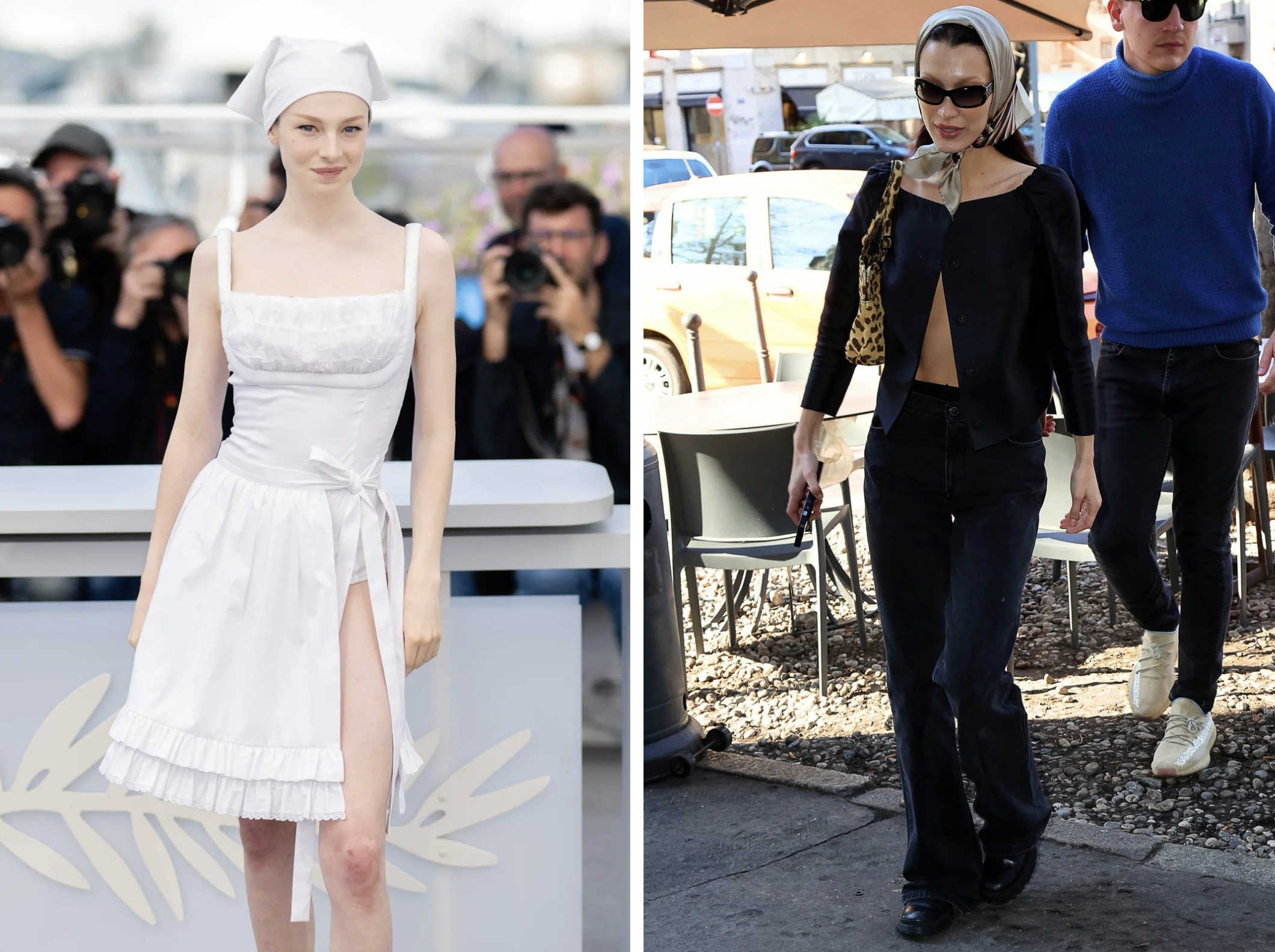 Hunter Schafer en Bella Hadid gaan voor grandma aesthetic