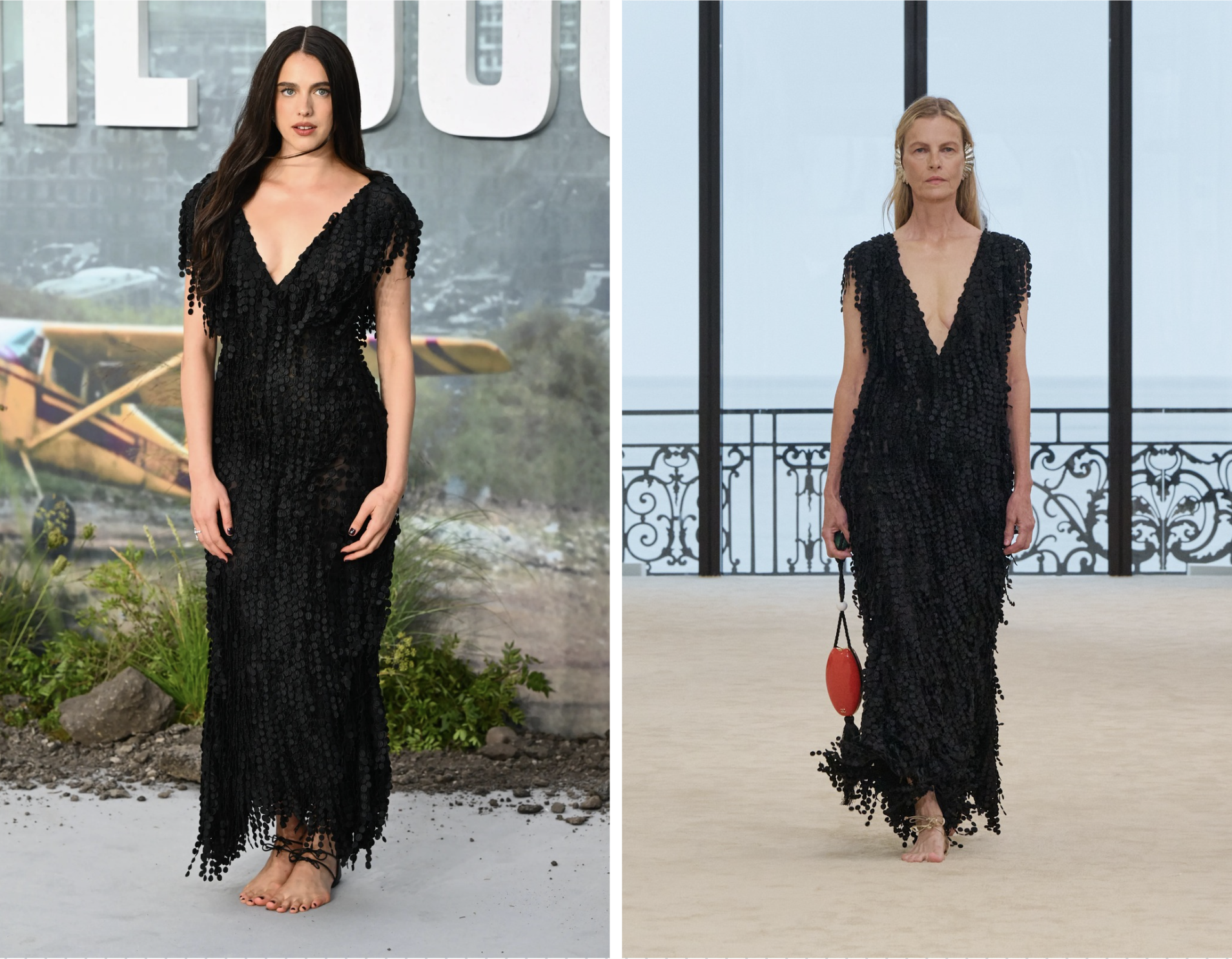 Margaret Qualley in de naked shoe van Chanel Cruise 2027