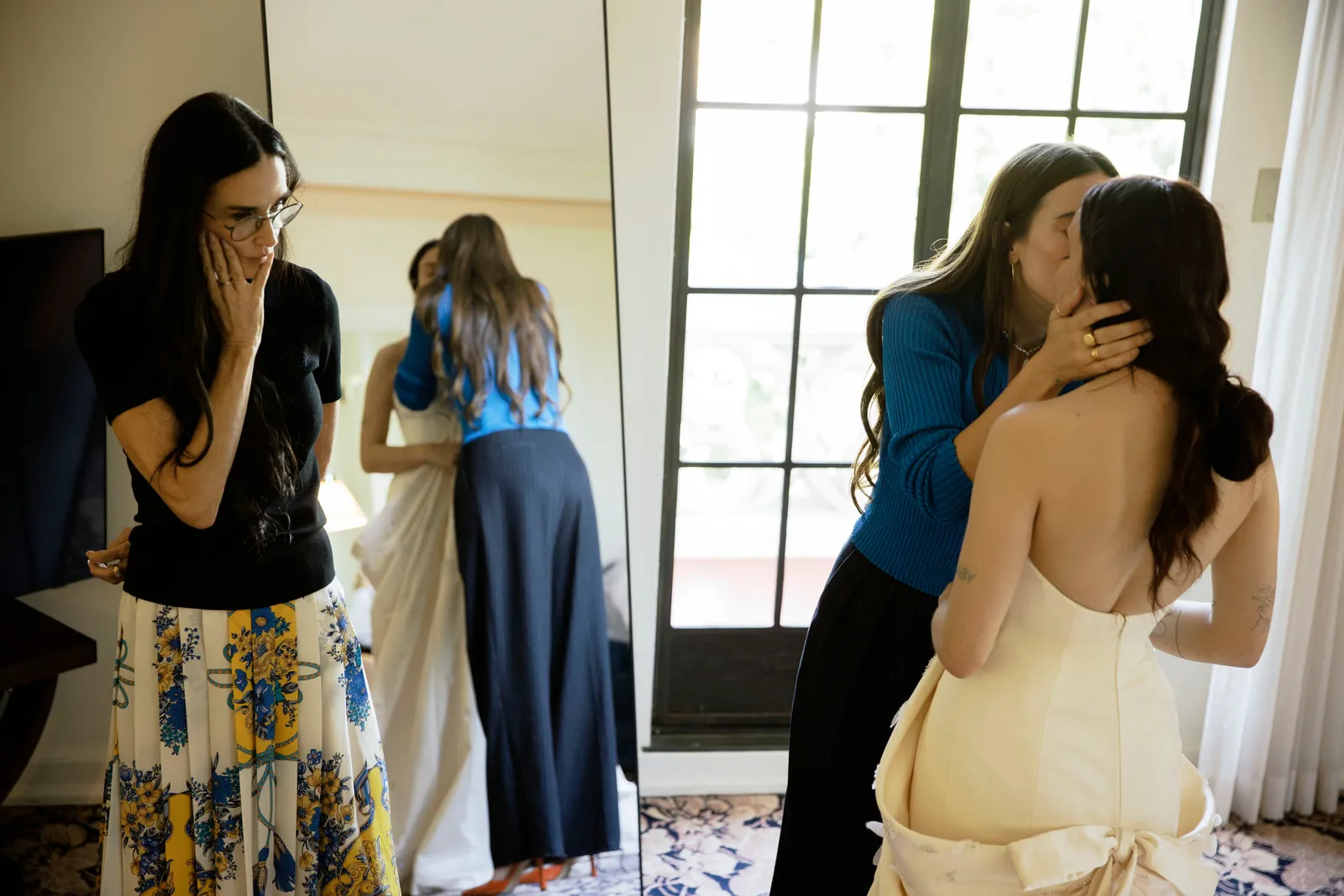 Tallulah Willis in haar bruidsjurk van Balenciaga