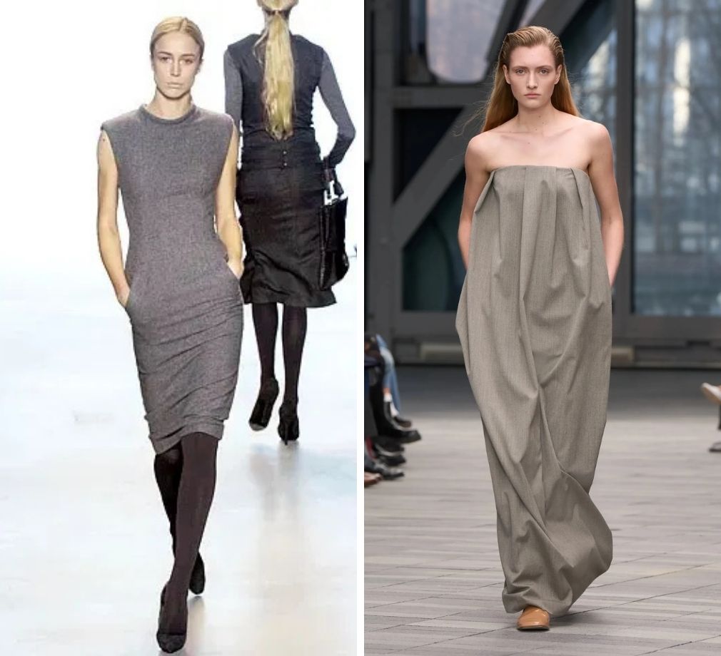 Calvin Klein grijze jurk op catwalk