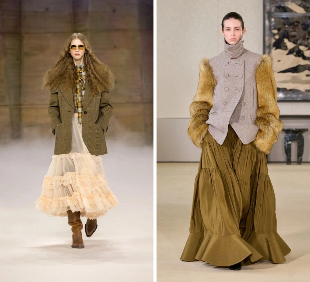 Modellen op de catwalk voor Chloé en Altuzarra
