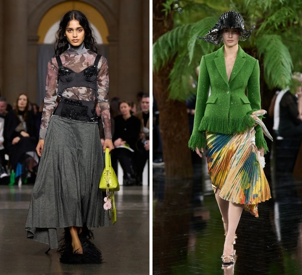 Modellen op de catwalk voor Erdem en Christian Dior