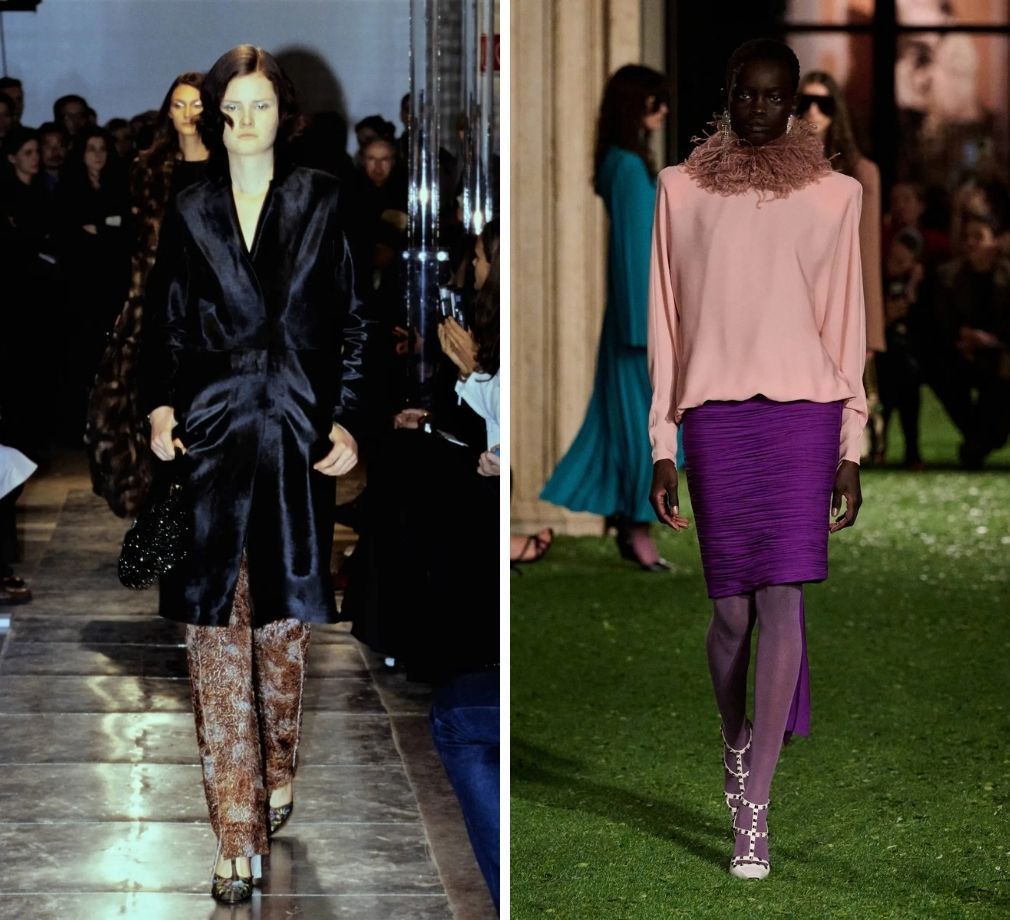 Modellen op de runway voor Fendi en Valentino