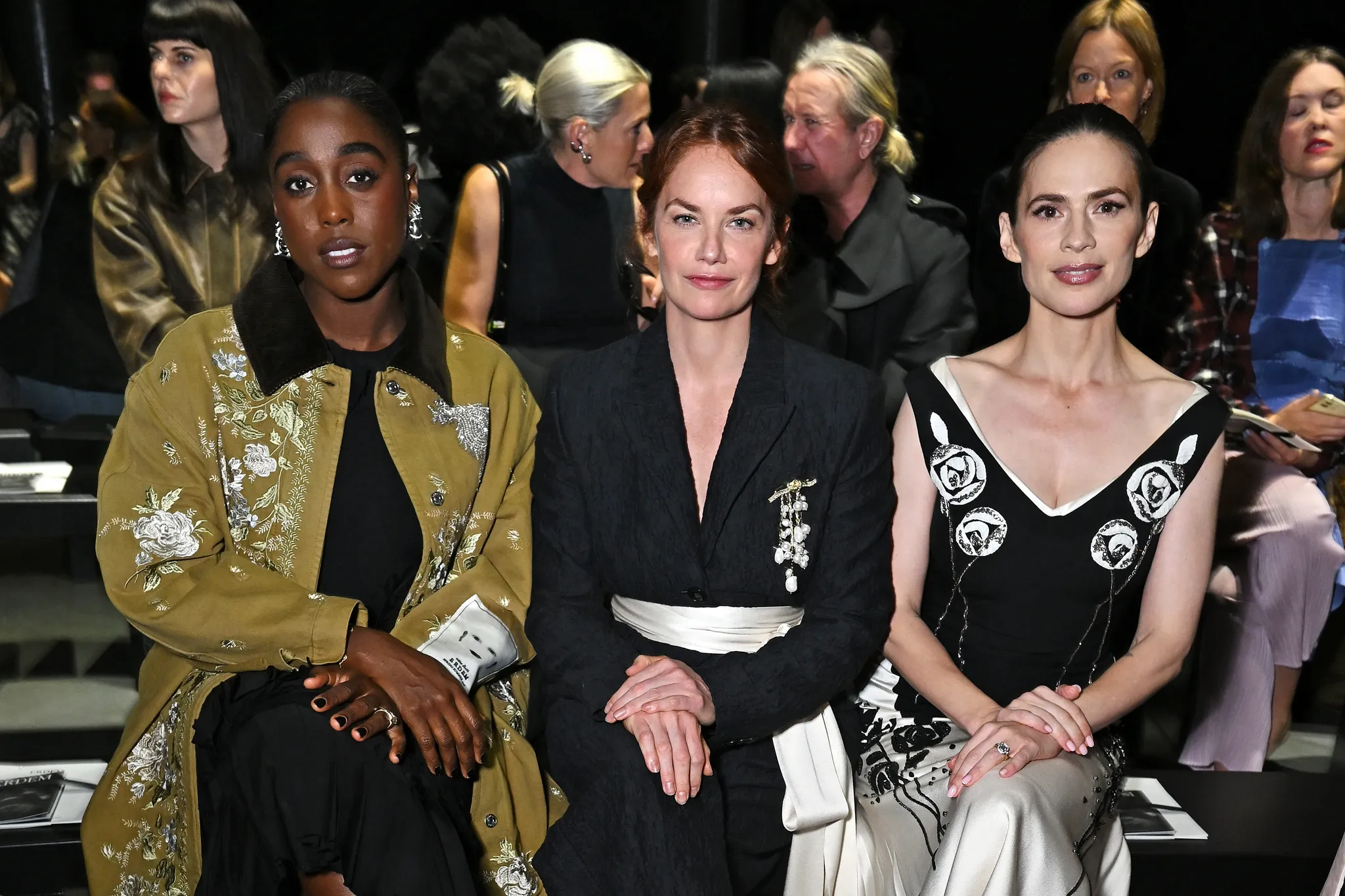 Lashana Lynch, Ruth Wilson and Hayley Atwell at Erdem.