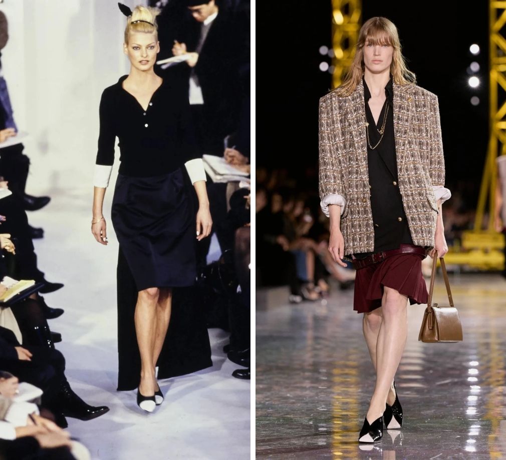 Modellen op de runway voor Helmut Lang en Chanel