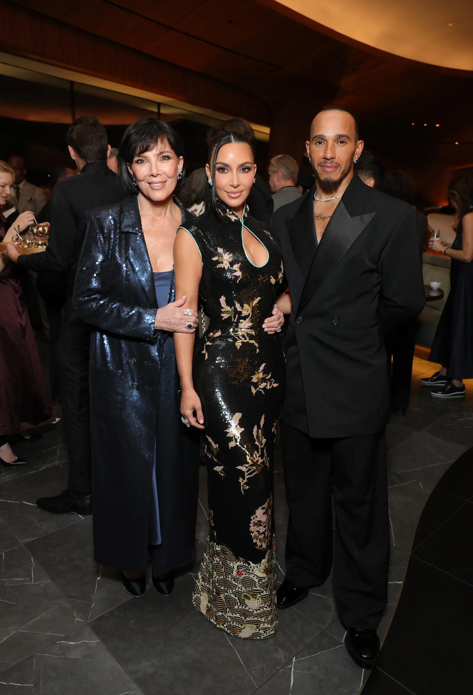 Kim Kardashian, Kris Jenner en Lewis Hamilton