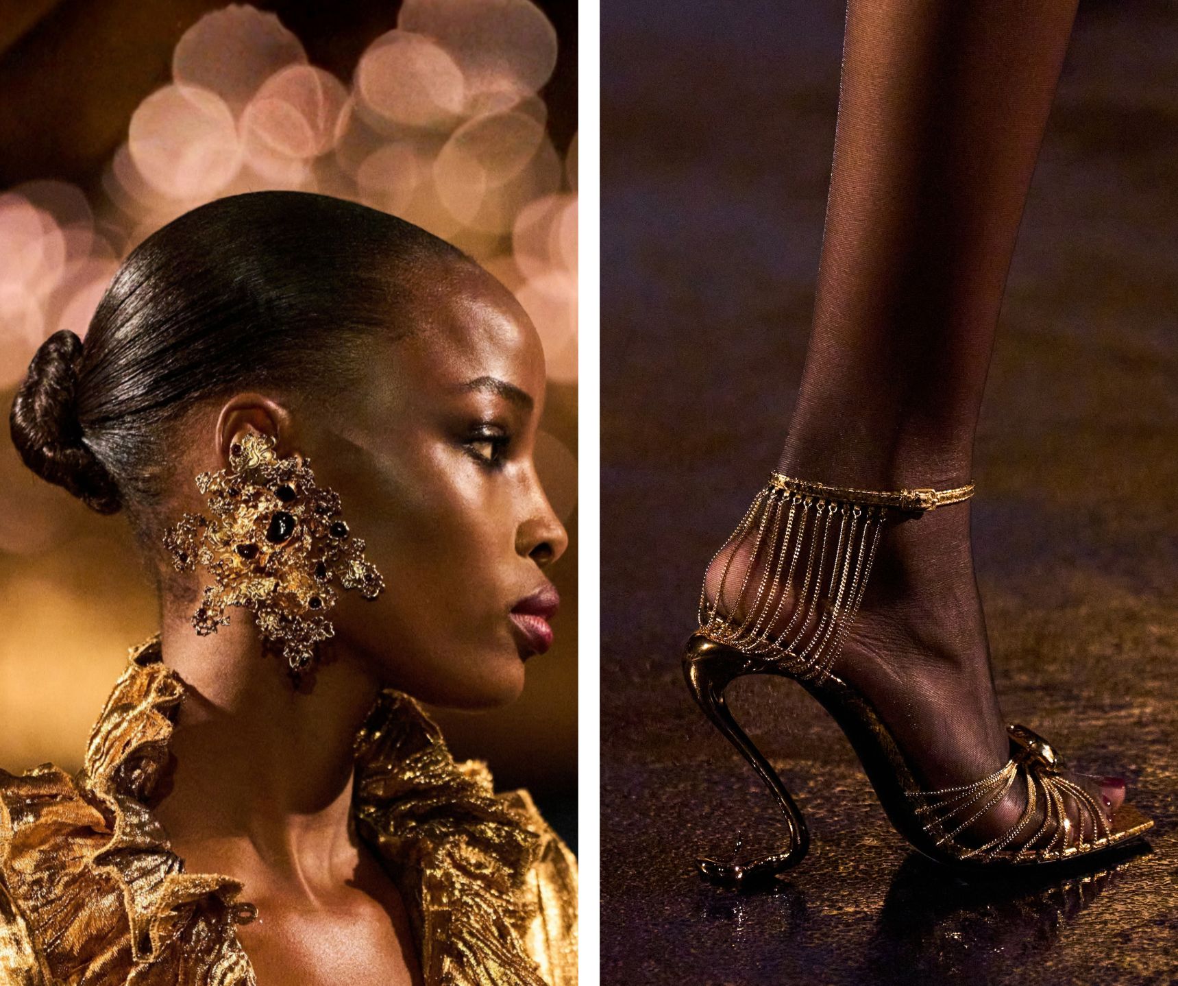 Details op de runway bij Saint Laurent
