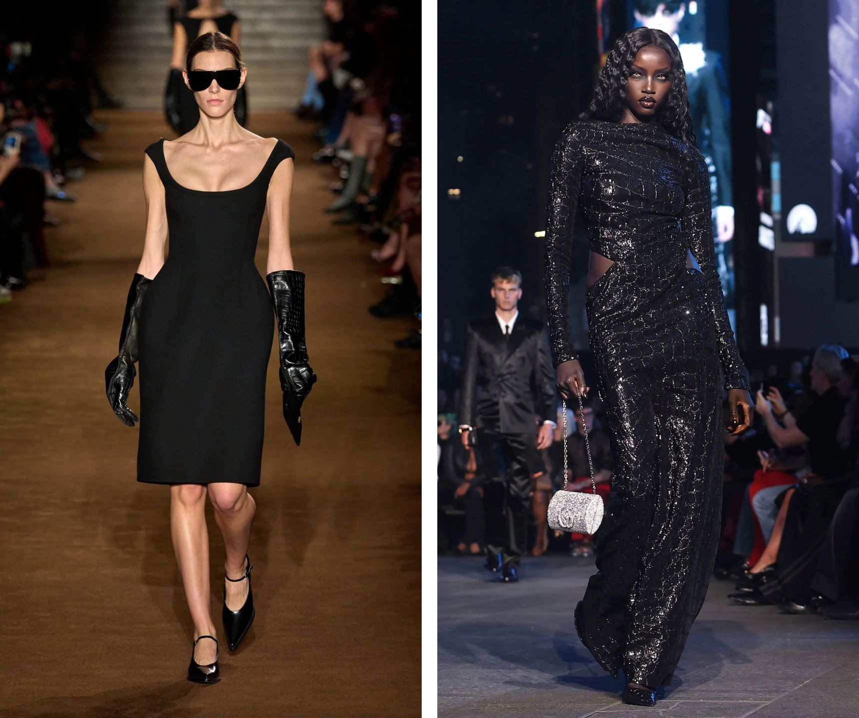 Zwarte looks op de runway. 