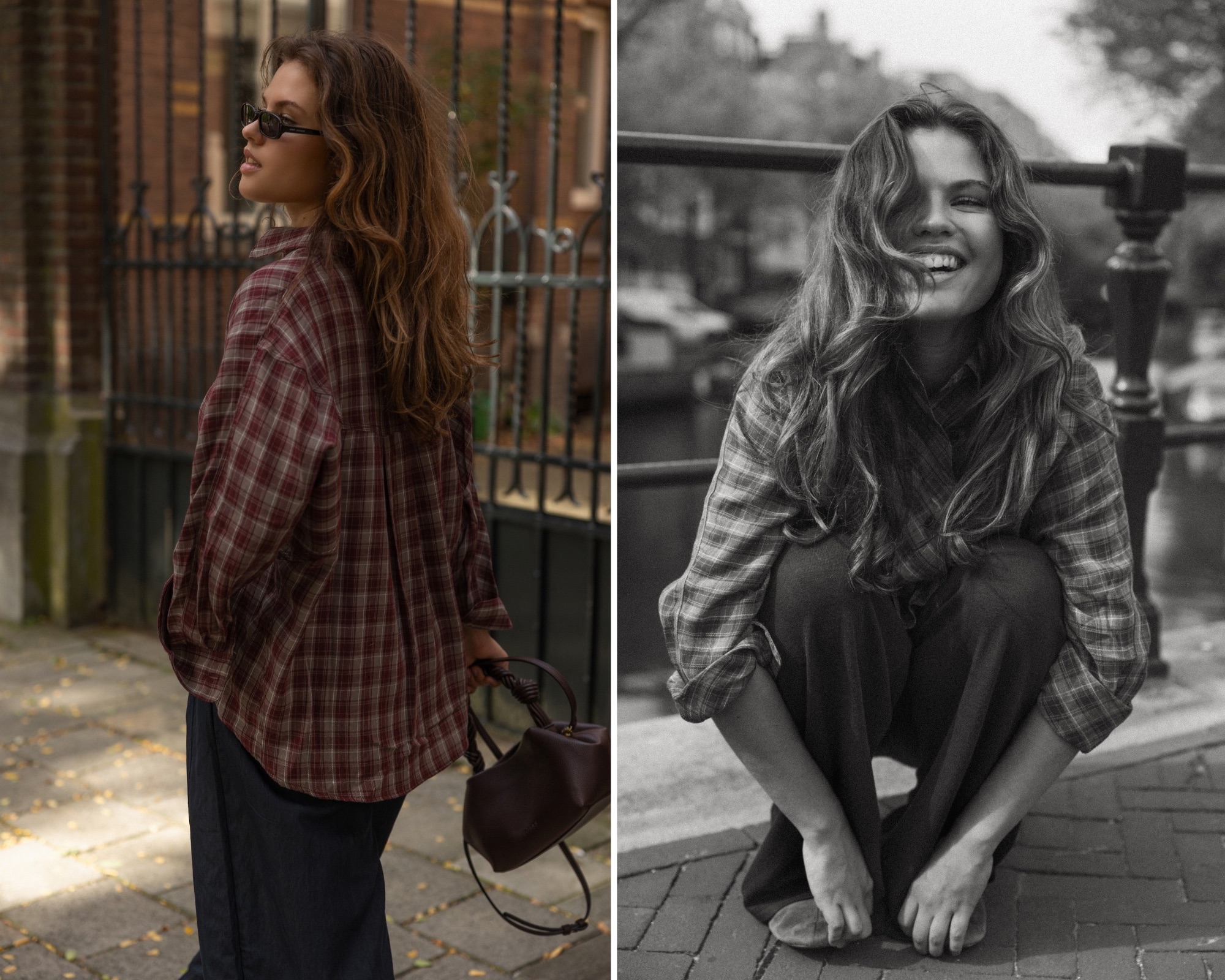 Een model poseert in de fall essentials van Ateljee Saar
