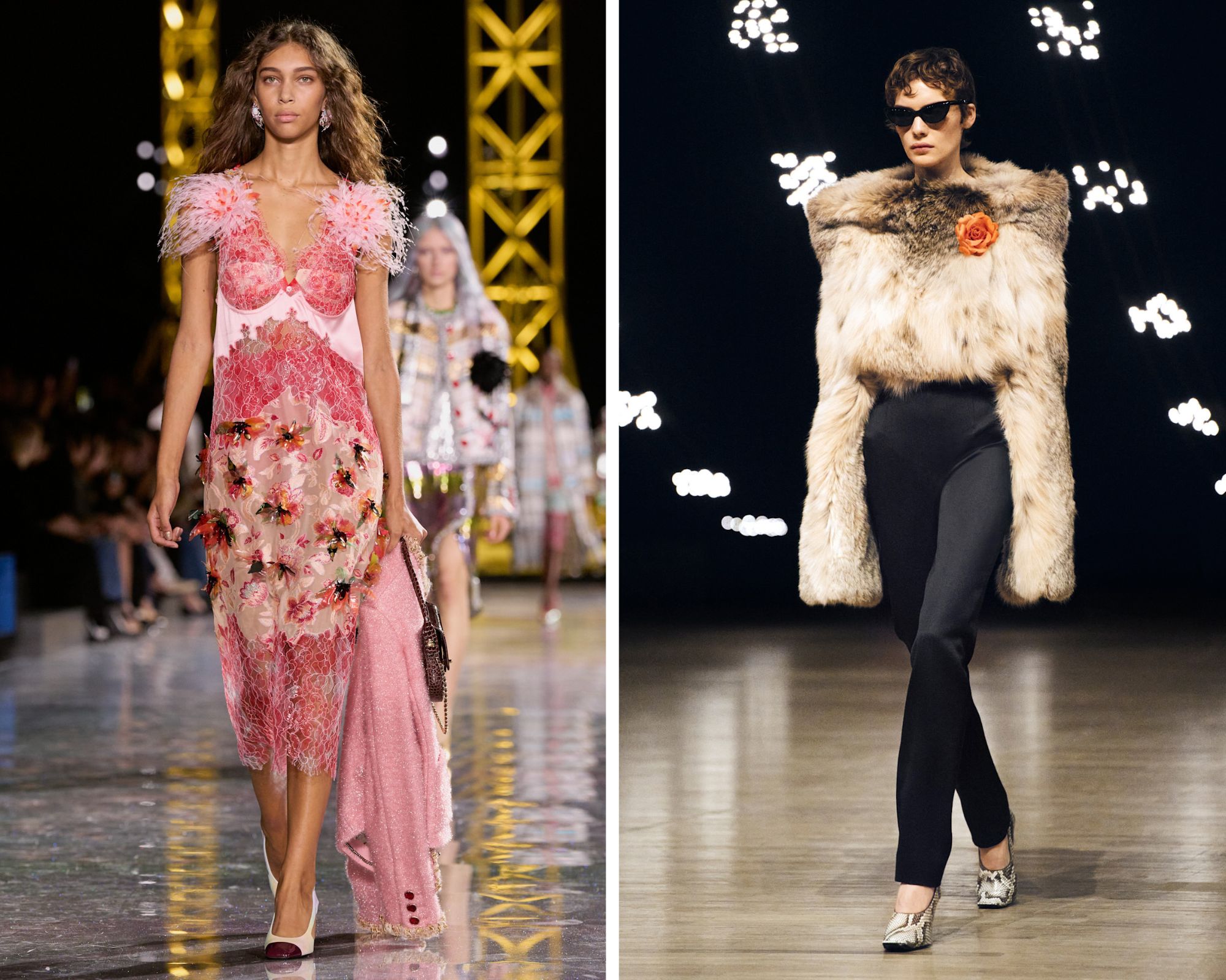 Bloemen bij Chanel herfst/winter 2026 en Khaite herfst/winter 2026