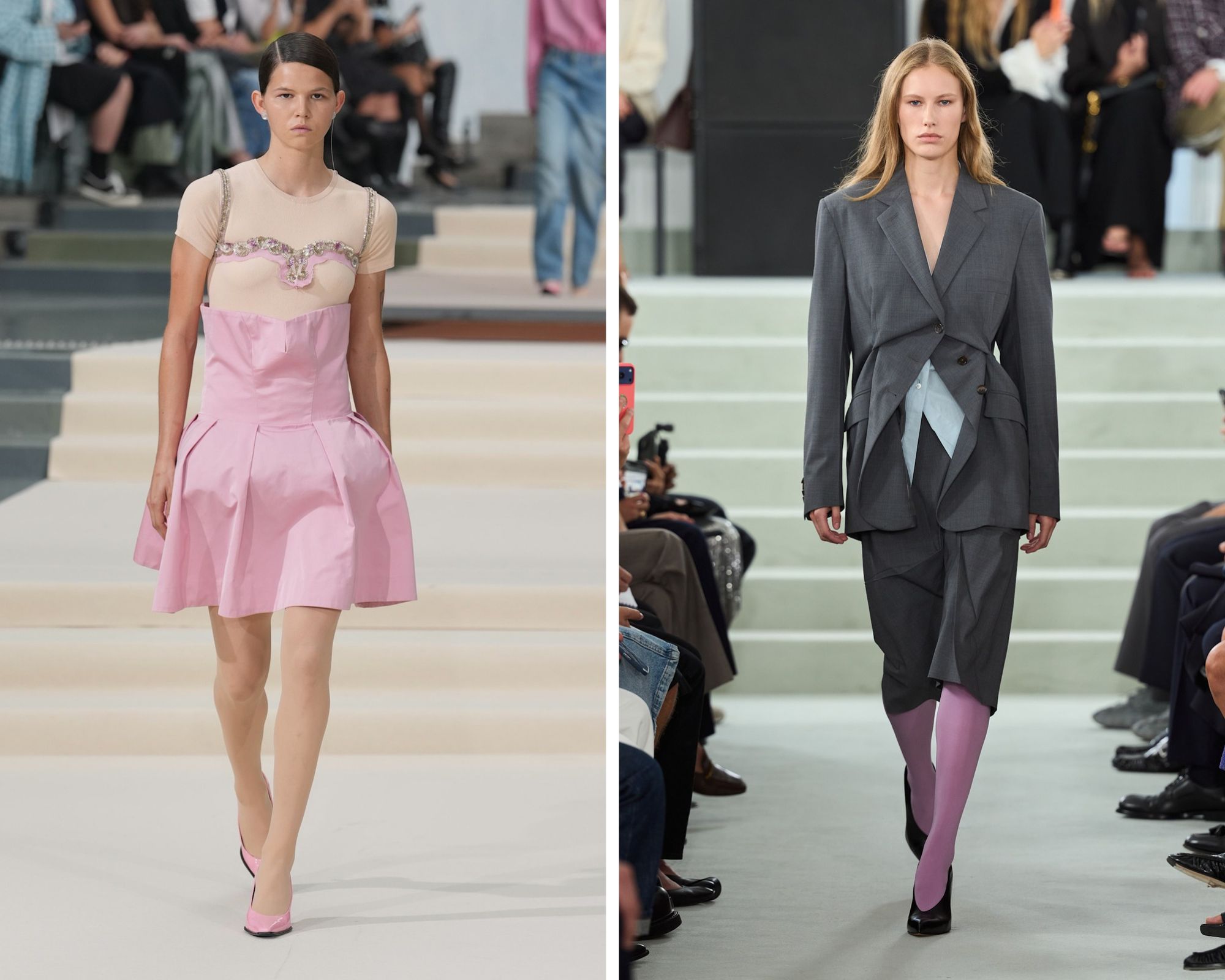 Julie Kegels lente/zomer 2027 (links) en Jil Sander lente/zomer 2027