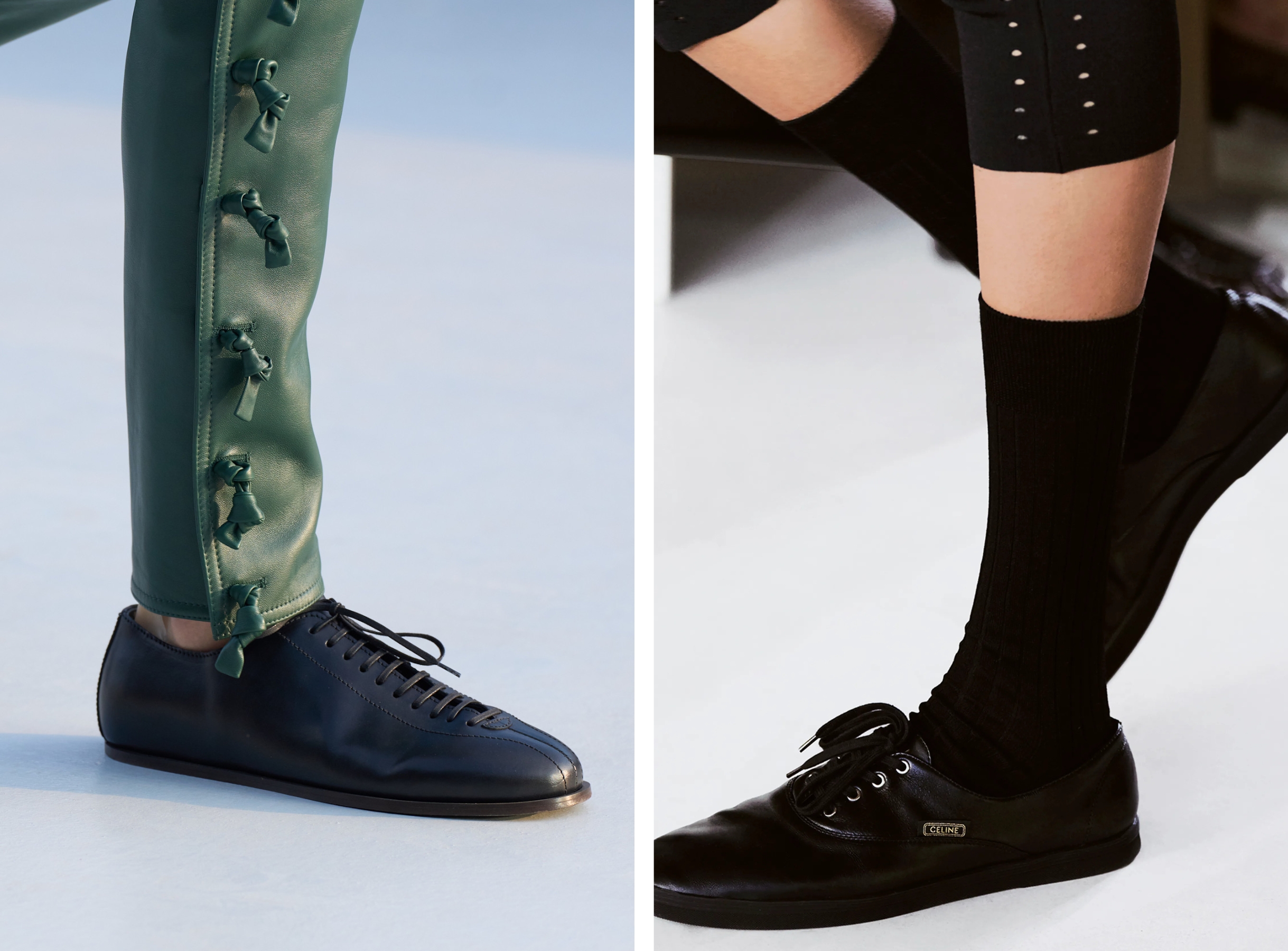 Sneakertrends 2027: Zwarte sneakers op de runway bij Moschino + Celine SS27