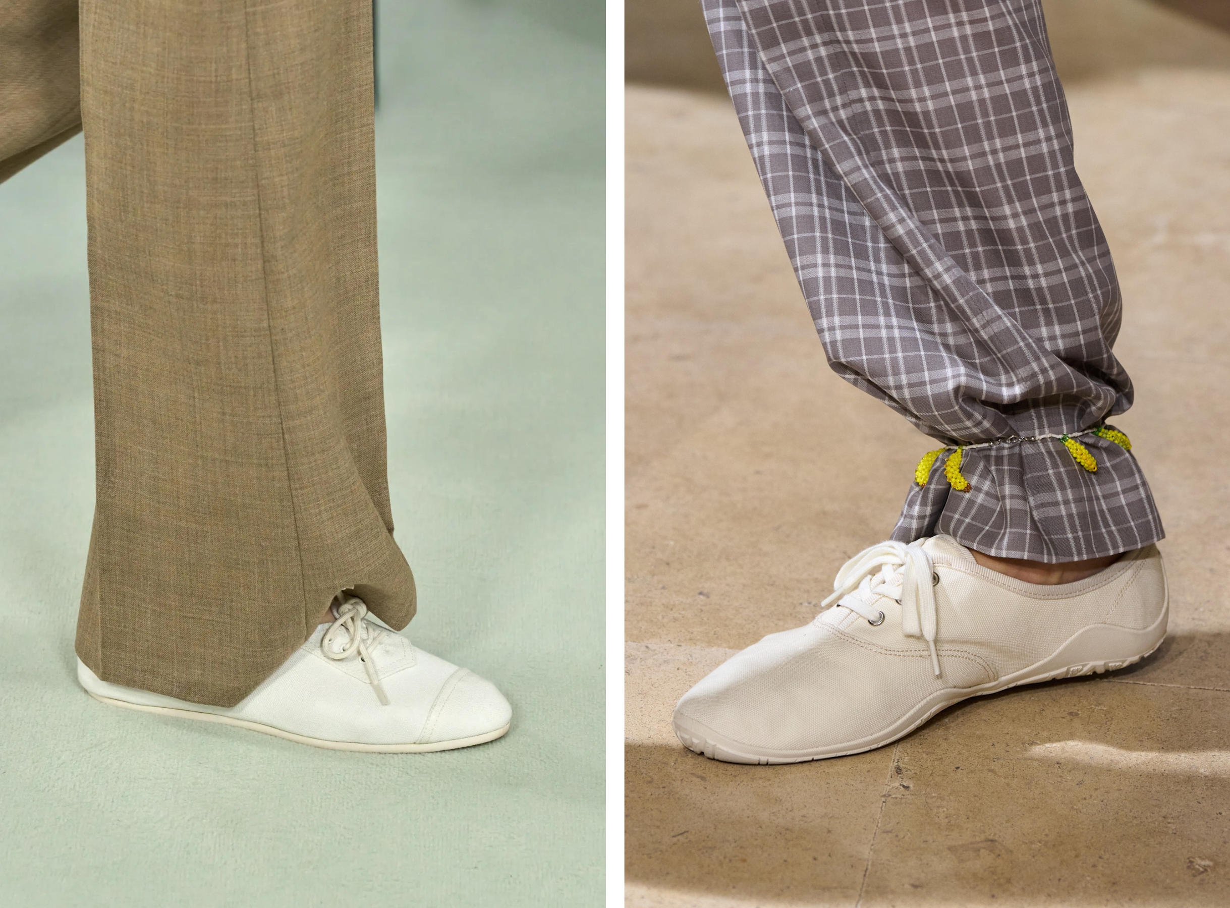 Sneakertrends 2027: Witte derby sneakers op de runway bij Jil Sander + Auralee SS27