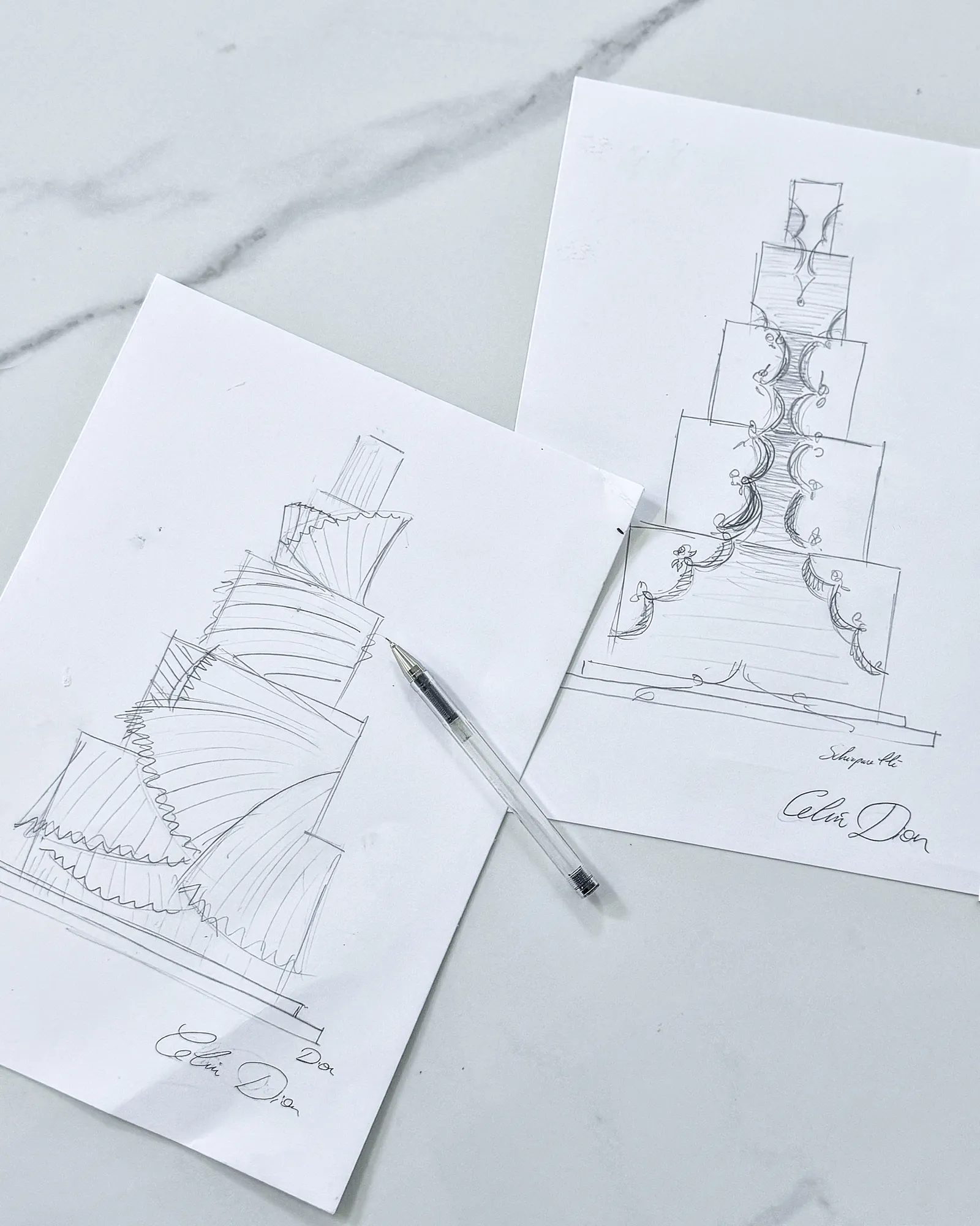 De sketches van de taarten