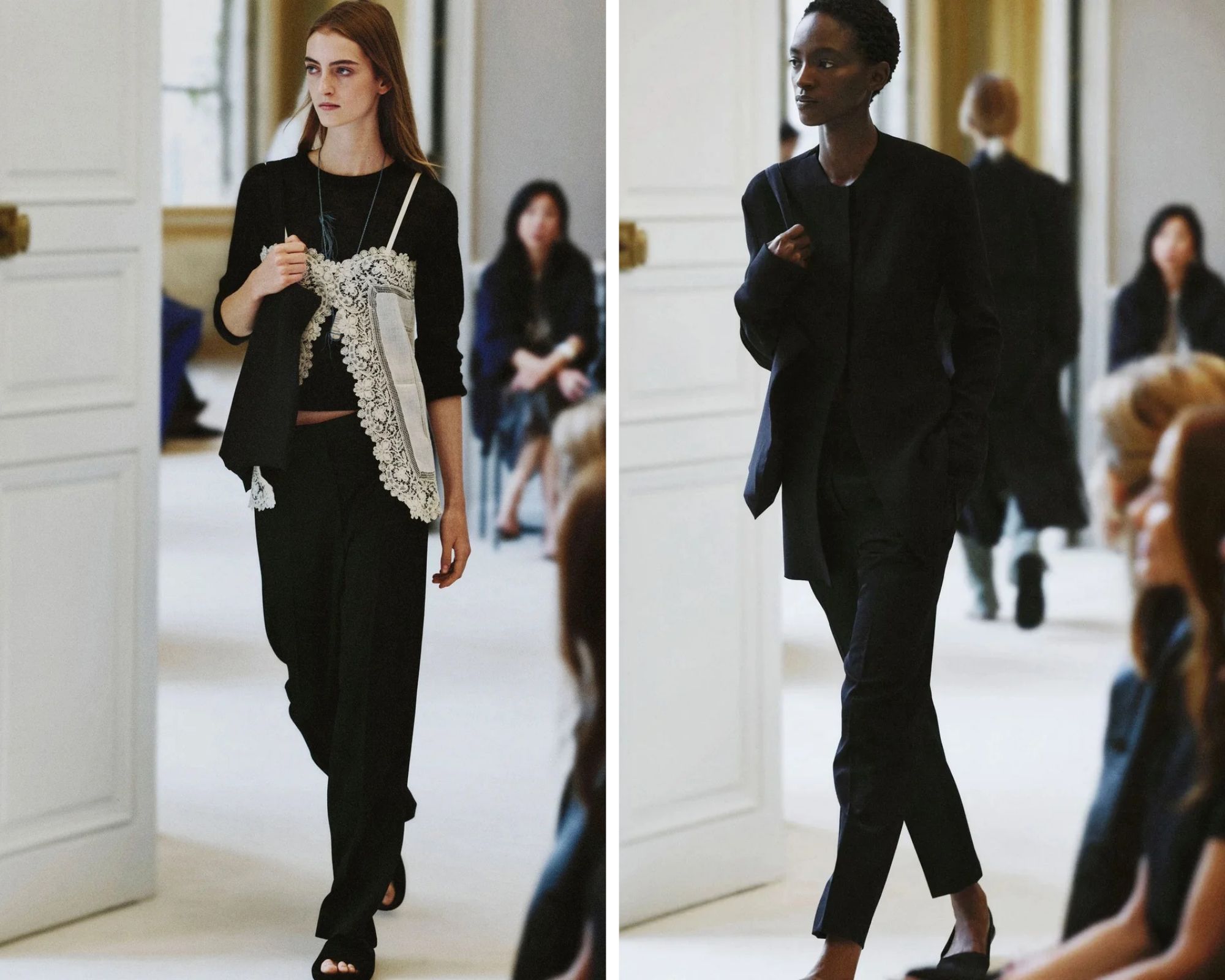 Een canvas tas op de catwalk van The Row lente/zomer 2027