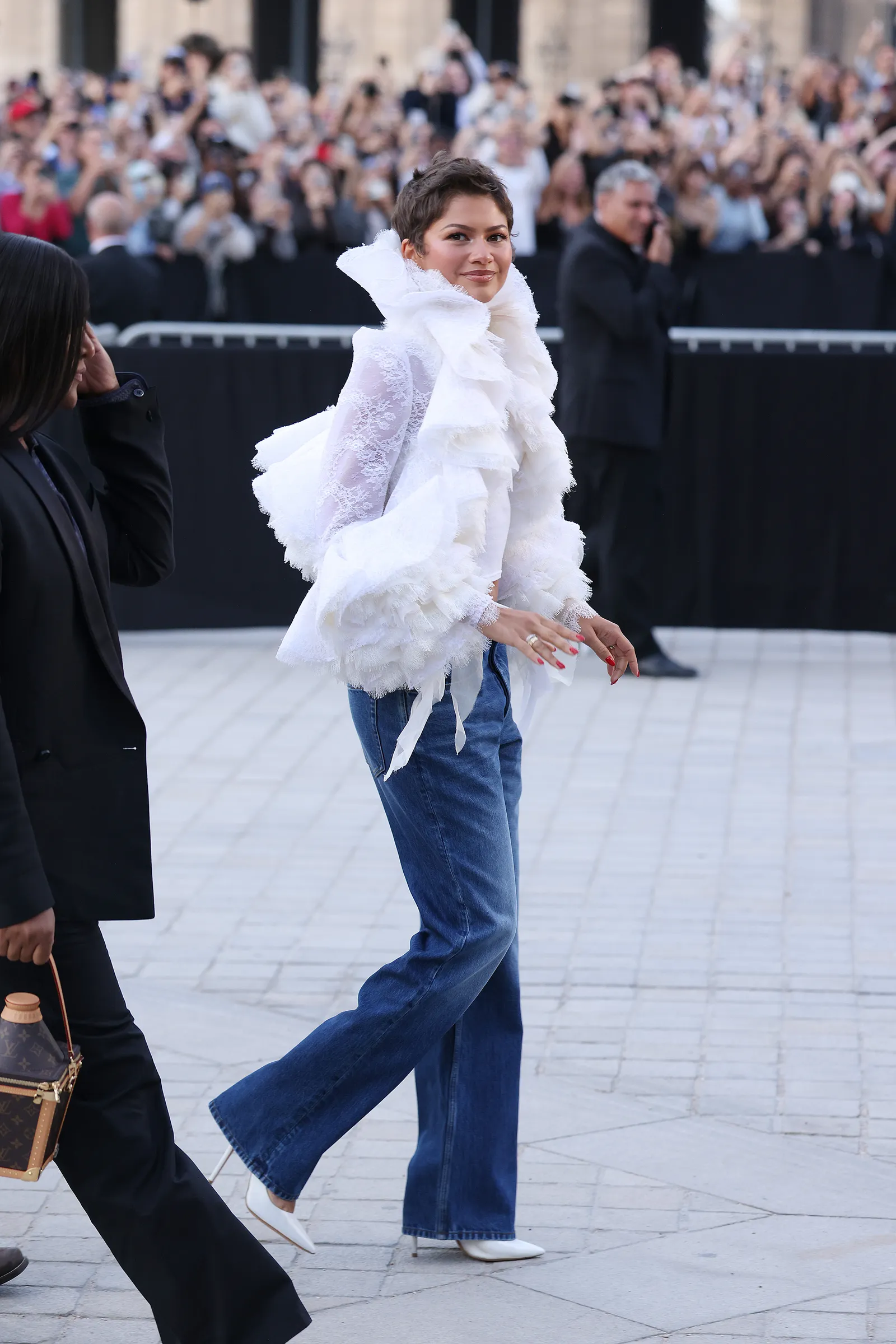 Zendaya bij de Louis Vuitton lente/zomer 2027-show in Parijs